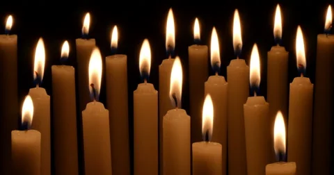Rows of white Christmas candles Stock Footage
