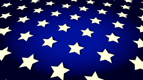 Rows of white stars flow past blue USA background, animation Video stock 155259933