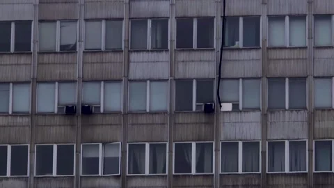 Rows of windows on an urban building facade Stock Footage 337800509