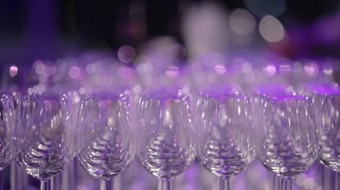 Rows of wine glasses at event Stock Footage 37115509