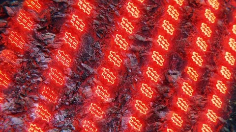 Rows of yellow hashtags glowing red, 3D render, social media strategy. Stock Footage 252065619