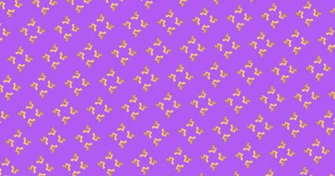 Rows of yellow music notes pattern on purple background Stock Illustration