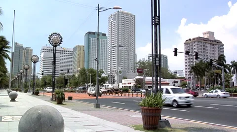 Roxas Boulevard and the High Rising Buildings of Malate Manila Philippines Stock Footage 38604572