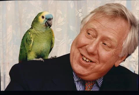 Roy Hattersley With Billy A Blue-front Amazon Parrot Contender For Britain's Cle Stock Photos