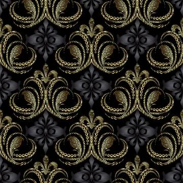 Royal 3d Baroque seamless pattern. Vintage vector ornate background. Luxury t Illustrazione stock