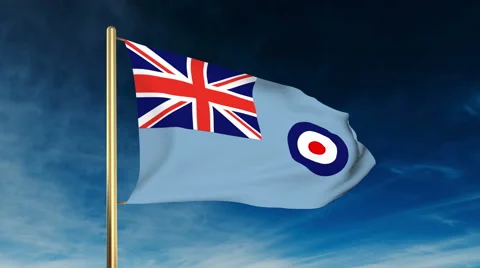 Royal Air Force flag slider style. Waving in the win with cloud background Stock Footage 48332962