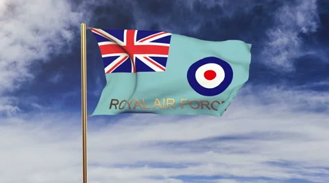 Royal Air Force flag with title waving in the wind. Looping sun rises style Stock Footage 48333170