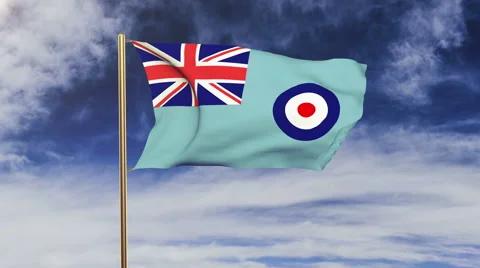 Royal Air Force flag waving in the wind. Green screen, alpha matte. Loopable Stock Footage 48333137