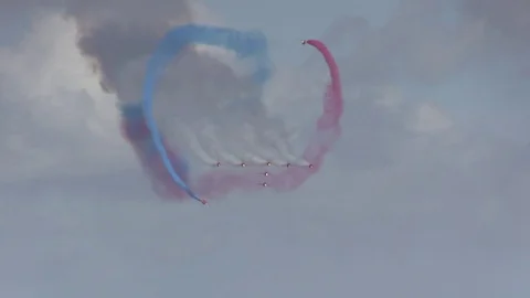 The Royal Air Force Red Arrows Aerobatic Display Team Stock Footage 79011945