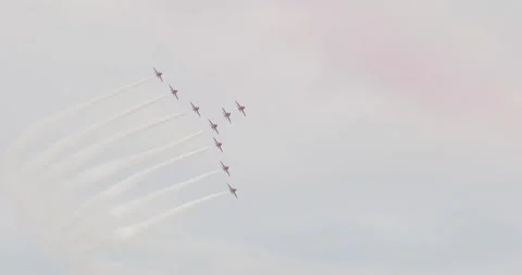 Royal Air Force Red Arrows Aerobatic Team - Guernsey 2021 - 50fps Stock Footage 252276848