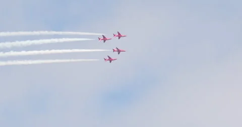 Royal Air Force Red Arrows Aerobatic Team - Guernsey 2021 - 50fps Stock Footage 252288554