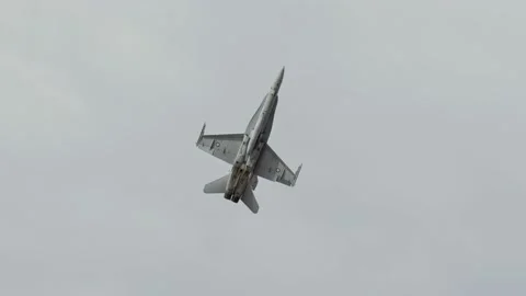 Royal Australian Air Force FA-18 Hornet multirole fighter aircraft flying. Stock Footage 154973140