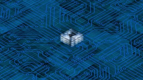 Royal blue 3d Computer chip AI Computer processor Motherboard circuit background Stock Footage 272484077