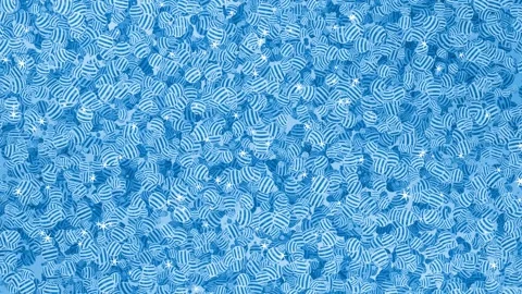 Royal blue 3d rotating glass marble shiny glitter messy geometrical background Stock Footage 307672030