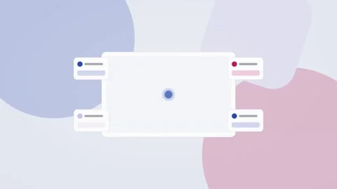 Royal blue and raspberry AI automation workflow flat design loop Stock Footage 342627500