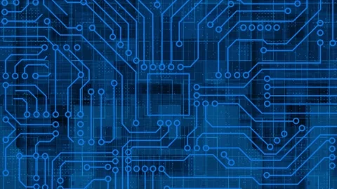 Royal blue Computer chip, AI Computer processor Motherboard circuit background Stock Footage 272486023