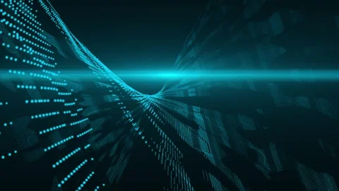 Royal blue digital data flow particles cyber technology futuristic background Stock Footage 296088849