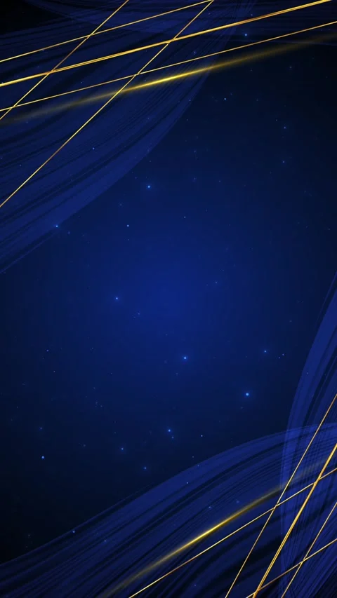 Royal blue luxury line background sweeping silk textures, slim golden accents, s Stock Footage 340415918