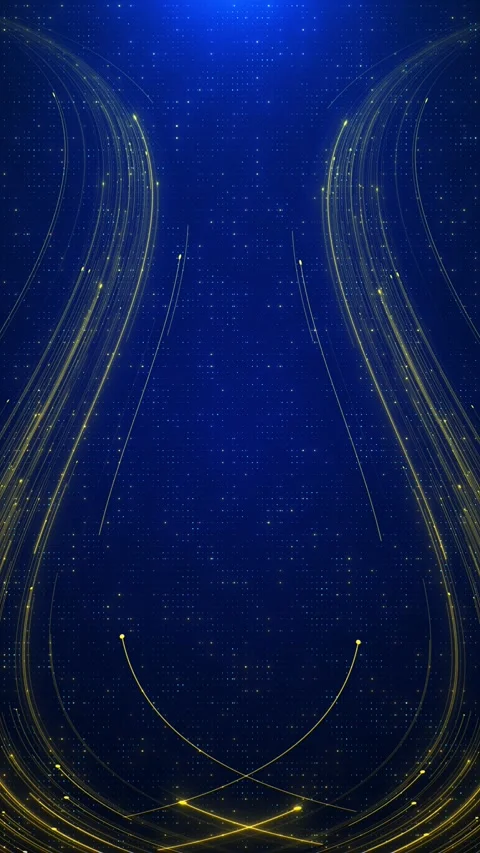 Royal blue technology backdrop golden curved borders, matrix lights, tiny 動画素材 334100496