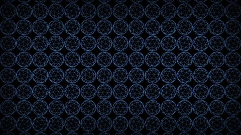 Royal blue wired icosphere rotating slowly on black background Stock Footage 307669220