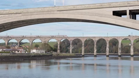 Royal Border Bridge, Berwick-upon-Tweed, Northumberland, England, UK Stock Footage 319763106