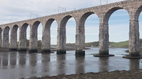 Royal Border Bridge, Berwick-upon-Tweed, Northumberland, England, UK Stock Footage 319763119