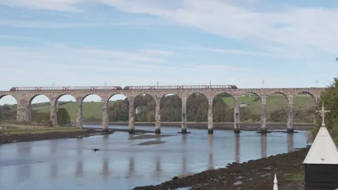Royal Border Bridge, Berwick-upon-Tweed, Northumberland, England, UK Stock Footage 319763310