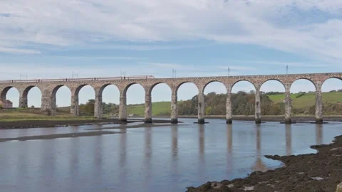 Royal Border Bridge, Berwick upon Tweed, Northumberland, England, UK Video stock 323504657