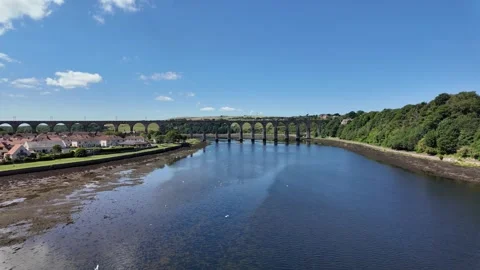 Royal Border Bridge over the River Tweed Video stock 346369354