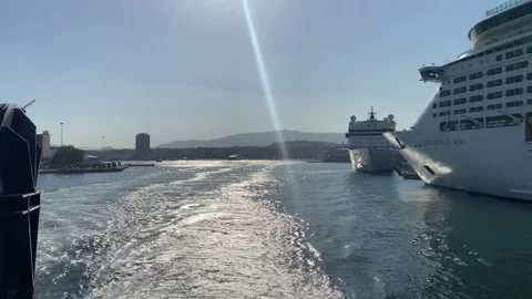 Royal Caribbean Cruise Ship Water Slides Top Deck Piraeus Greece - Jun 30 2026 Stock Footage 339673353