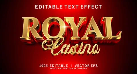 Royal casino 3d vector text effect with modern style design Stock Illustration