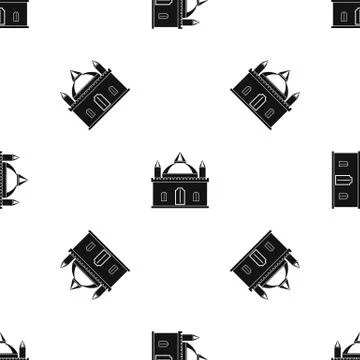 Royal castle pattern seamless black Stock Illustration