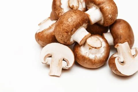 Royal champignons lying on a white background Stock Photos
