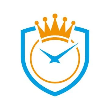 Royal Clock Logo Design Luxury Timekeeping Badge 스톡 일러스트