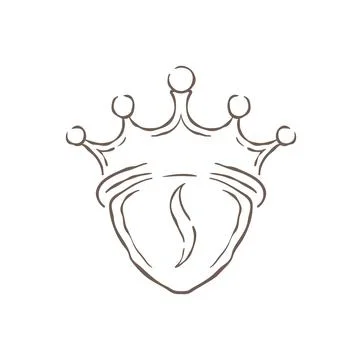 A Royal Coffee Bean Shield Emblem With A Crown Above Vector Illustration Ilustração Stock