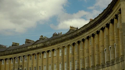 Royal Crescent Bath time lapse sky Stock Footage 92780613