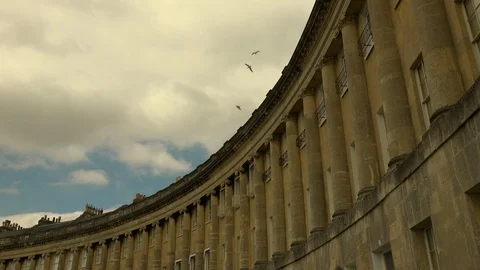 Royal Crescent Bath time lapse clouds Stock Footage 92811937