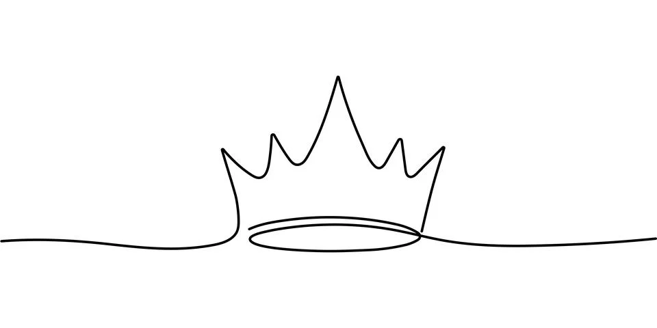 Royal Crown continuous line drawing. Simple king crown outline design concept Stock Illustration