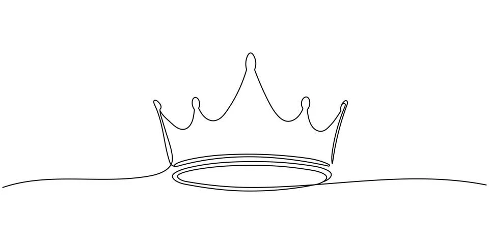 Royal Crown continuous line drawing. Simple king crown outline design concept Stock Illustration