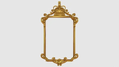 Royal Crown Gold Frame Vertical Rectangle On Transparent Background Stock Footage 240053038
