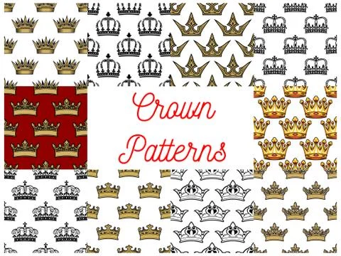 Royal crowns seamless patterns Stock Illustration