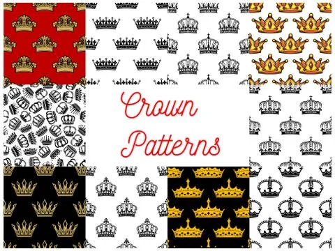 Royal crowns seamless patterns Stock Illustration