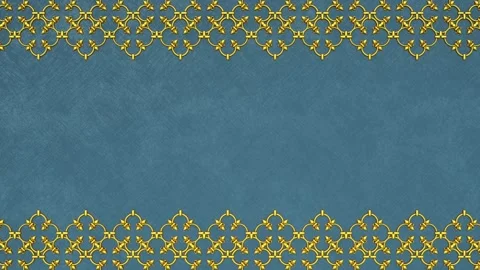 Royal damask background with border, fabric paper golden blue template Stock Footage 171140568