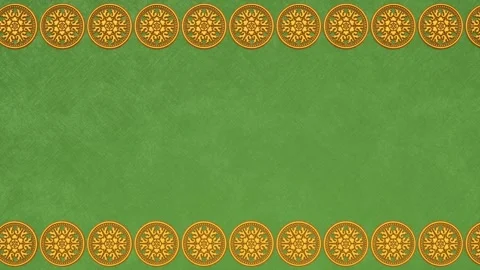 Royal damask background with border, holiday fabric green template Stock Footage 171140546
