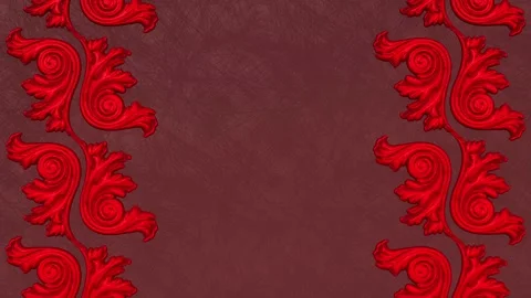 Royal damask background with border, red love nature template, greeting card Stock Footage 170578634