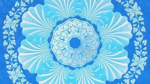 Royal damask background with ethnic blue nature lace geometric pattern Video stock 170363372