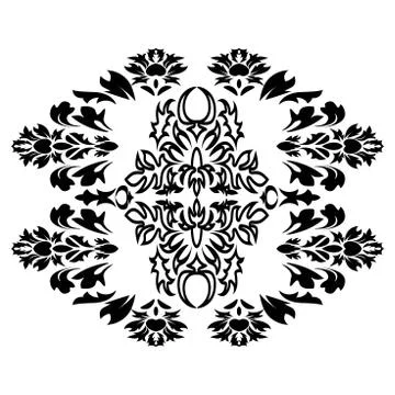 Royal damask pattern for fabric design. Wallpaper baroque, damask. Stock Illustration