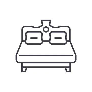 Royal double bed vector line icon, sign, illustration on background, editable Stock Illustration