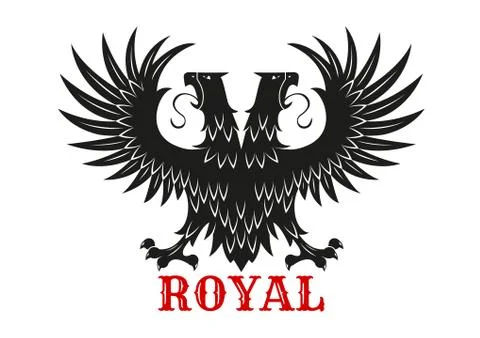Royal double headed eagle black heraldic symbol Stock Illustration