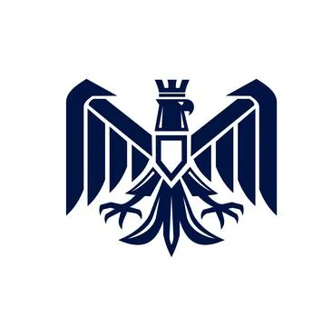 Royal eagle with crown, heraldic icon or emblem Stock Illustration